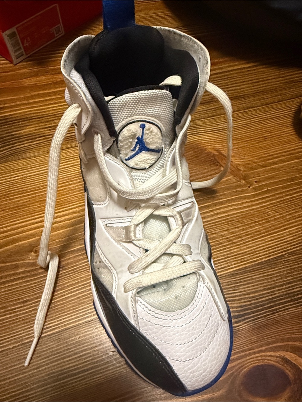 Jordan Kids White and Blue High-Top Basketball Sneakers